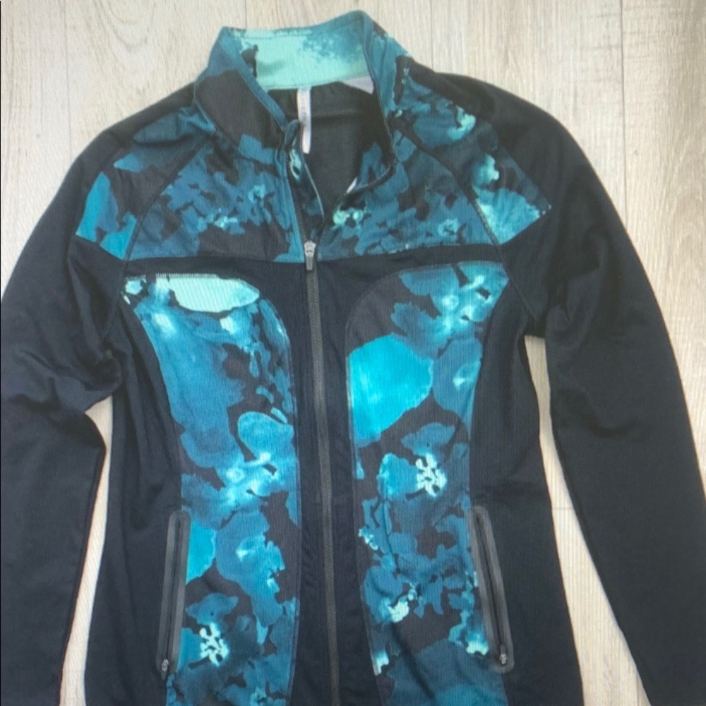 Fabletics Jojo Performance Jacket Black Green Zip… - image 1